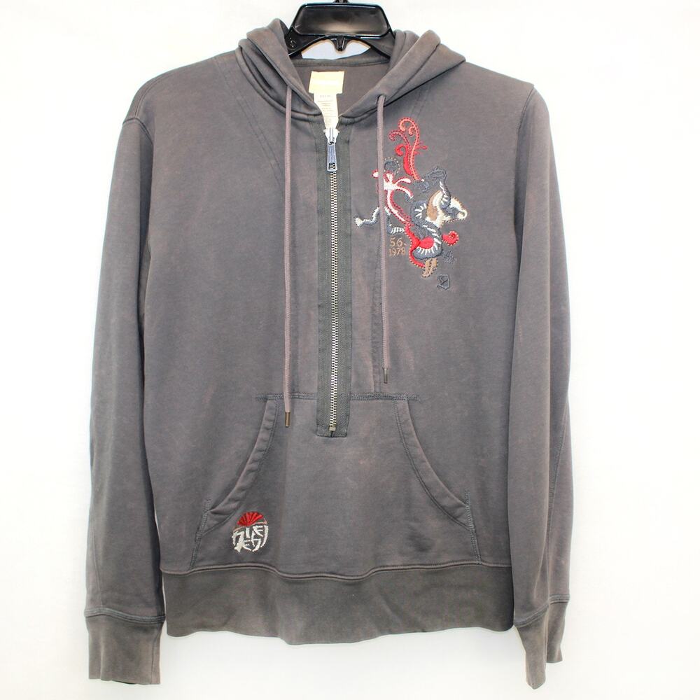 Diesel unisex Y2K oriental dragon embroidery hoodie sweatshirt top sweater XL
